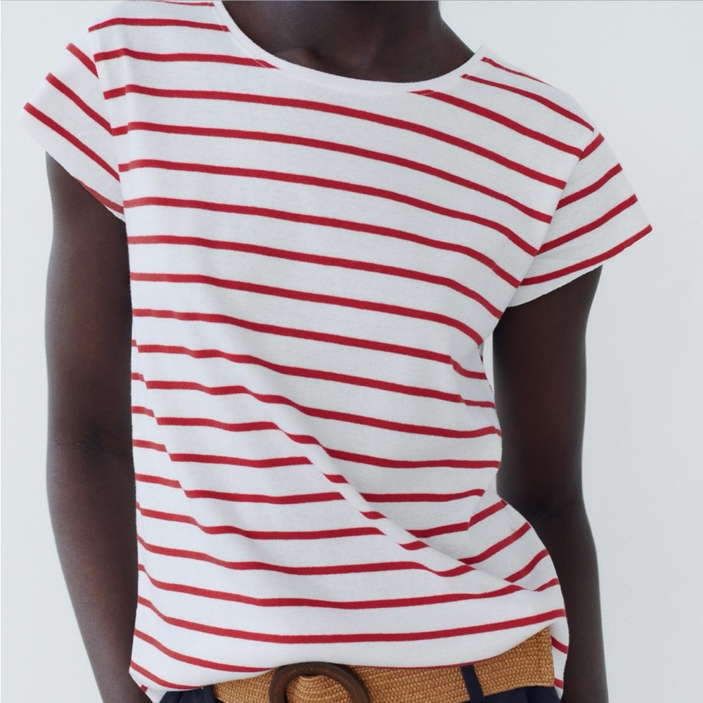 Zara Striped Red and White Women's Top